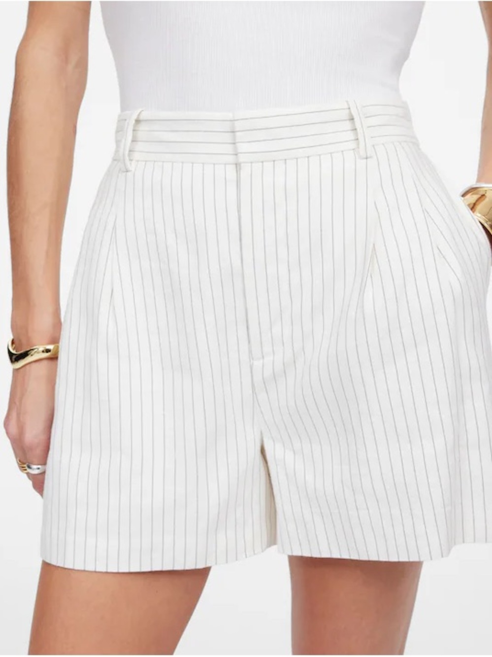 Madewell White Pinstripe Tailored Shorts